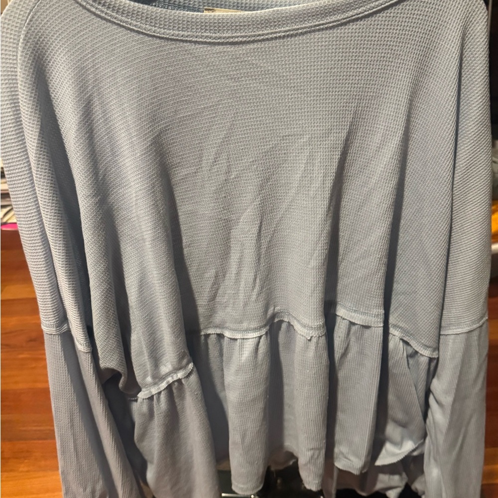 Altar'd State Blue Peplum Sweatshirt